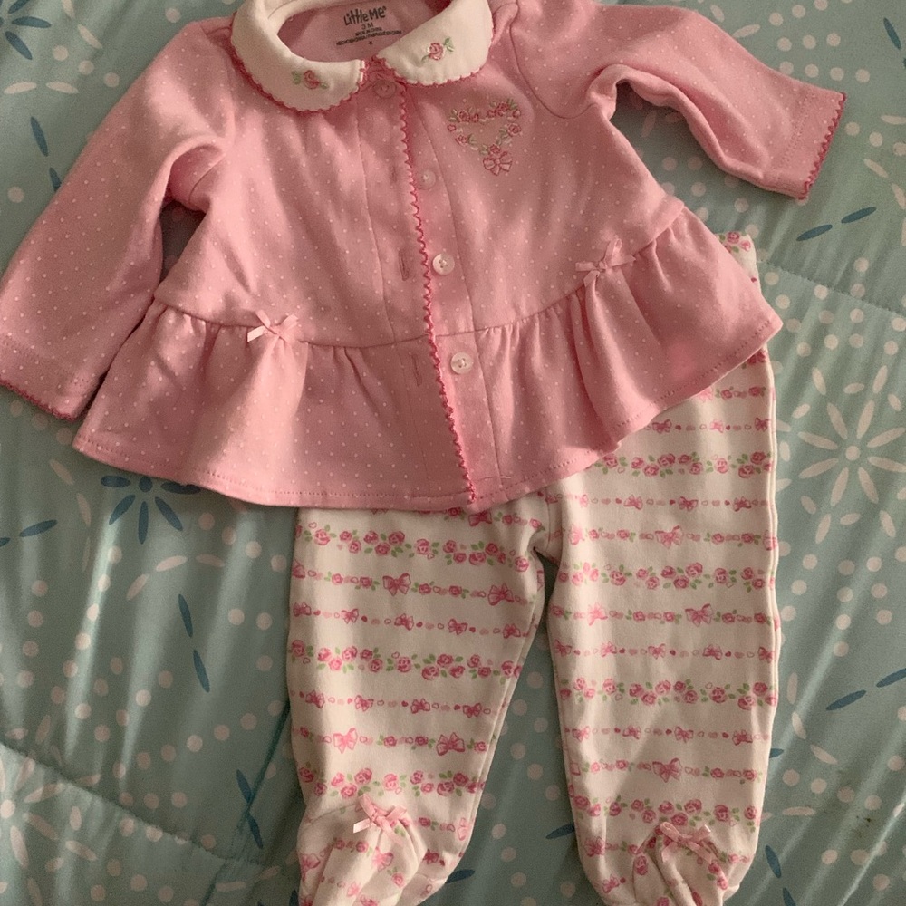 Little Me Pink Flower Matching Outfit